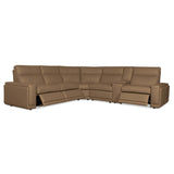 Simone 6 Piece Leather Sectional, Safari Bistro-Furniture - Sofas-High Fashion Home