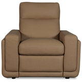 Simone Power Leather Recliner, Safari Bistro