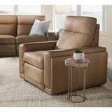 Simone Power Leather Recliner, Safari Bistro