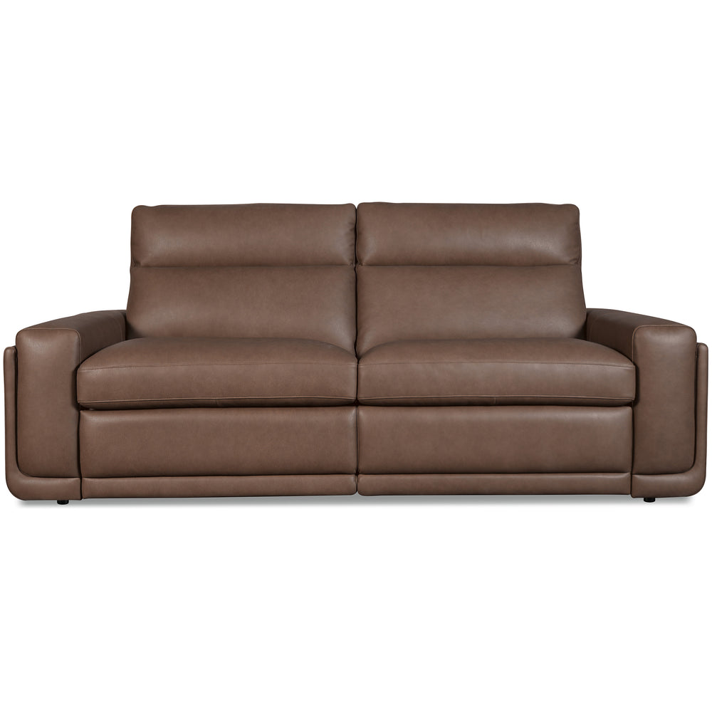Simone Leather Power Sofa, Safari Chocolate
