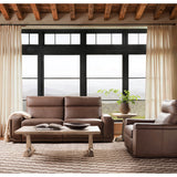 Simone Leather Power Sofa, Safari Chocolate