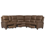 Julian 6 Piece Leather Sectional, Rowe Chocolate-Furniture - Sofas-High Fashion Home