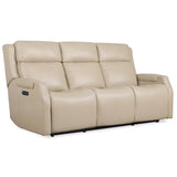 Nelson Leather Power Sofa, Salvo Beige-Furniture - Sofas-High Fashion Home