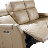 Nelson Leather Power Sofa, Salvo Beige-Furniture - Sofas-High Fashion Home