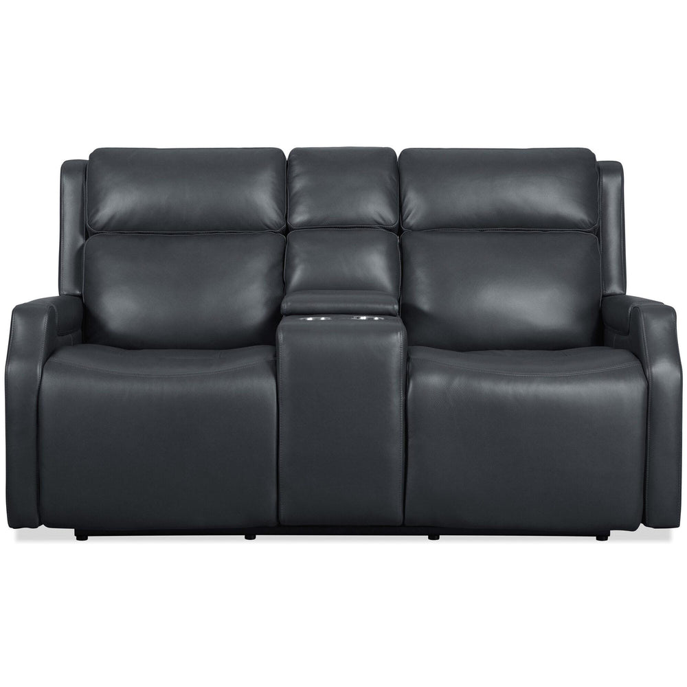 Nelson Leather Zero Gravity Power Console Loveseat, Salvo Denim-Furniture - Sofas-High Fashion Home