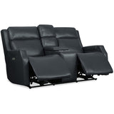 Nelson Leather Zero Gravity Power Console Loveseat, Salvo Denim-Furniture - Sofas-High Fashion Home