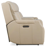Nelson Leather Zero Gravity Power Console Loveseat, Salvo Beige-Furniture - Sofas-High Fashion Home