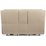 Nelson Leather Zero Gravity Power Console Loveseat, Salvo Beige-Furniture - Sofas-High Fashion Home