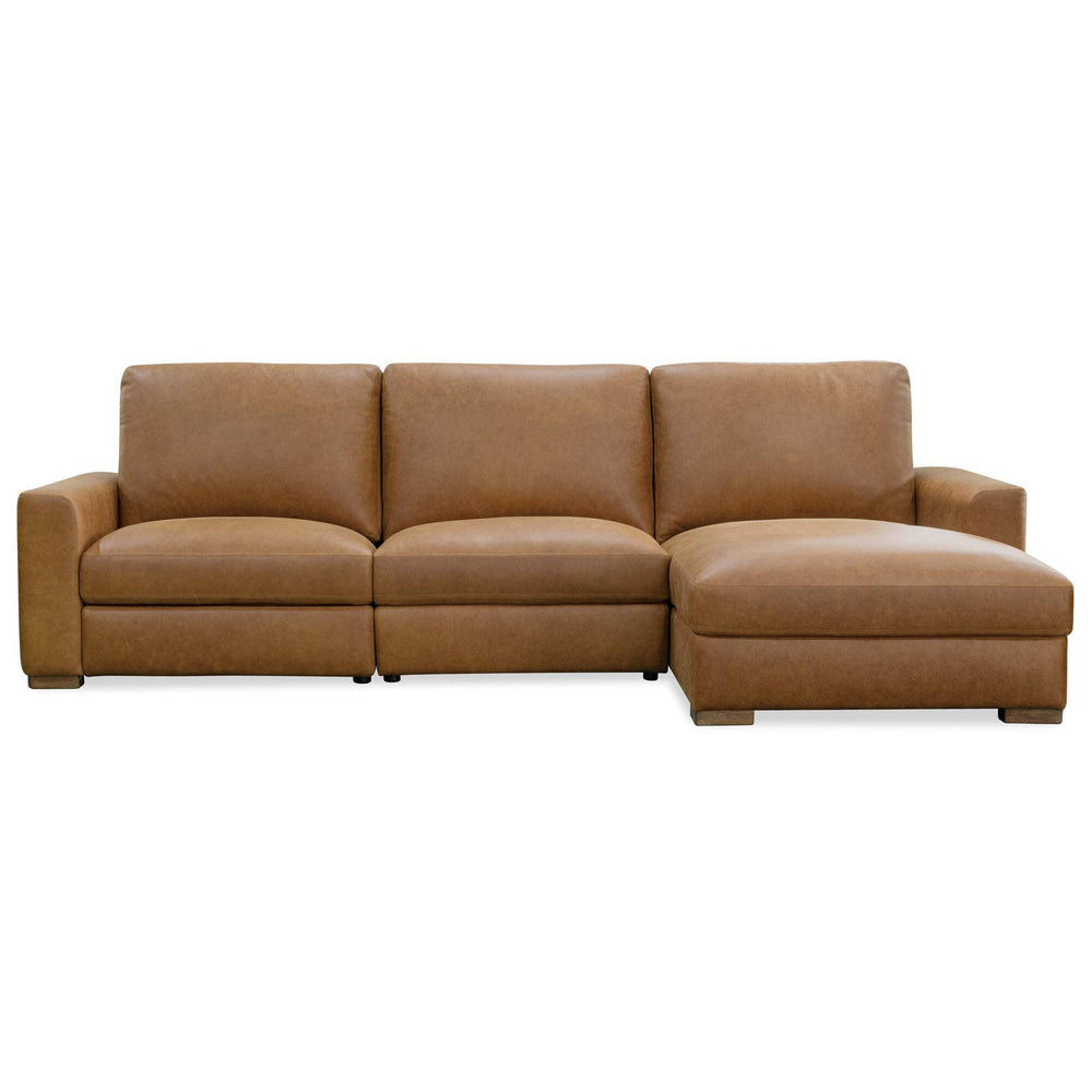 Optimus Three-Seat Leather Sectional, Kingston Cognac-Furniture - Sofas-High Fashion Home