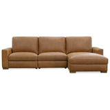 Optimus Three-Seat Leather Sectional, Kingston Cognac-Furniture - Sofas-High Fashion Home