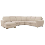 Optimus Five-Seat Leather Sectional, Matera Pearl-Furniture - Sofas-High Fashion Home