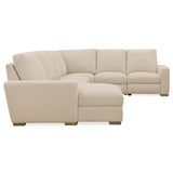Optimus Five-Seat Leather Sectional, Matera Pearl-Furniture - Sofas-High Fashion Home