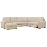 Optimus Five-Seat Leather Sectional, Matera Pearl-Furniture - Sofas-High Fashion Home