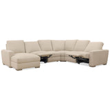 Optimus Five-Seat Leather Sectional, Matera Pearl-Furniture - Sofas-High Fashion Home