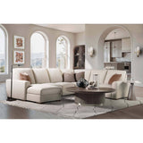 Optimus Five-Seat Leather Sectional, Matera Pearl-Furniture - Sofas-High Fashion Home