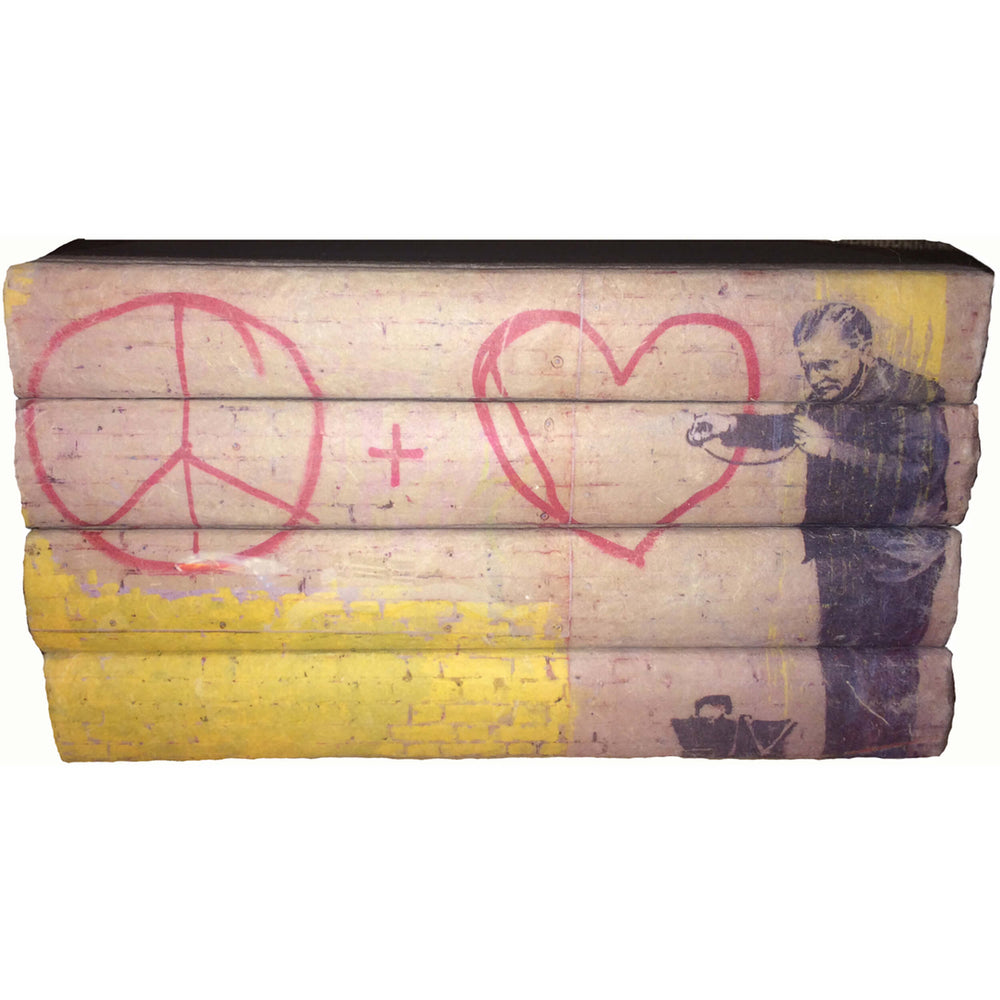Street Art Stack of Books, Peace and Love Doctor