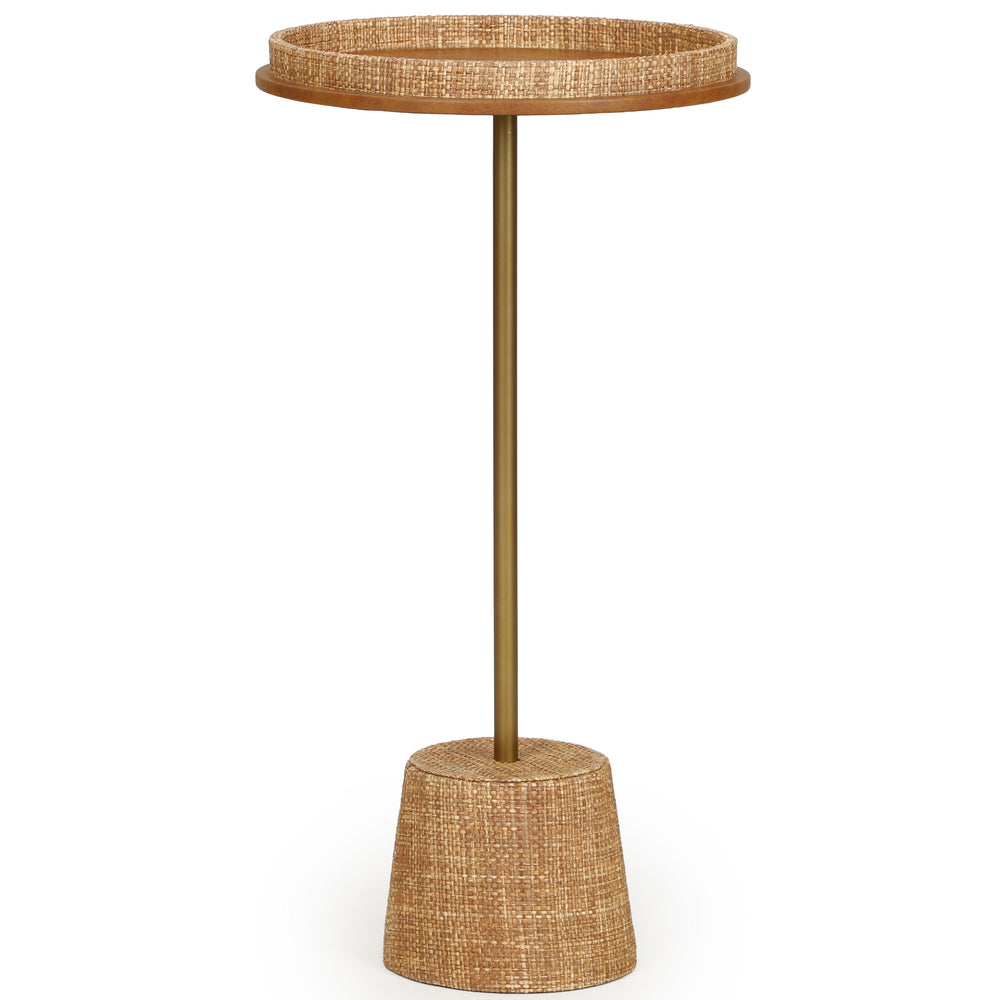 Saddle Raffia Side Table, Natural-Furniture - Accent Tables-High Fashion Home