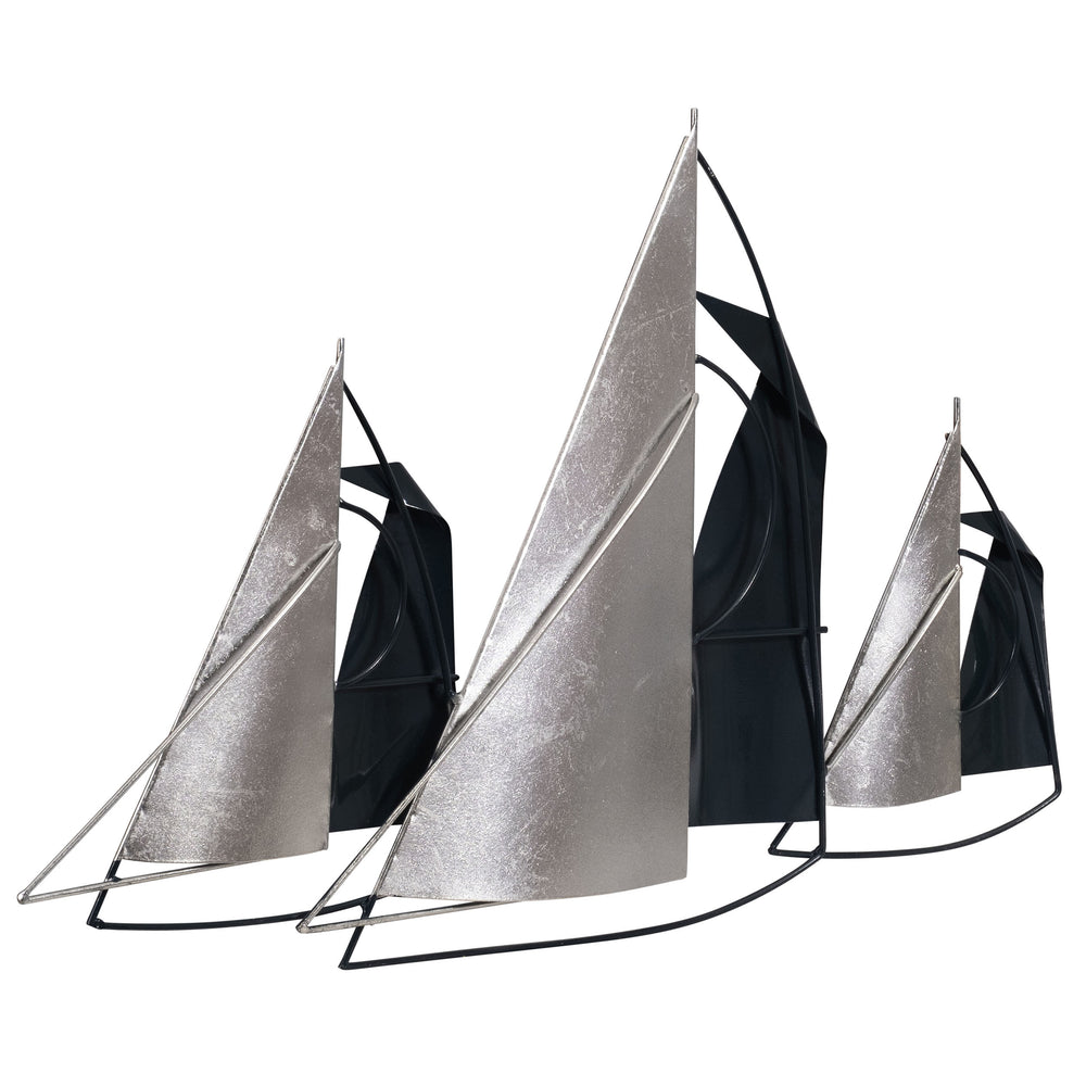 Sailboat Wall Decor, Blue/Silver, Set of 3