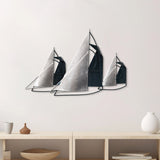 Sailboat Wall Decor, Blue/Silver, Set of 3