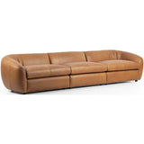 Saldana 3 Piece Leather Sectional Sofa, Lorento Cognac-Furniture - Sofas-High Fashion Home