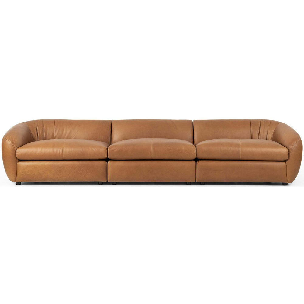 Saldana 3 Piece Leather Sectional Sofa, Lorento Cognac-Furniture - Sofas-High Fashion Home