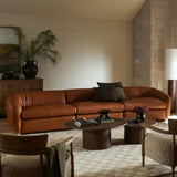 Saldana 3 Piece Leather Sectional Sofa, Lorento Cognac-Furniture - Sofas-High Fashion Home