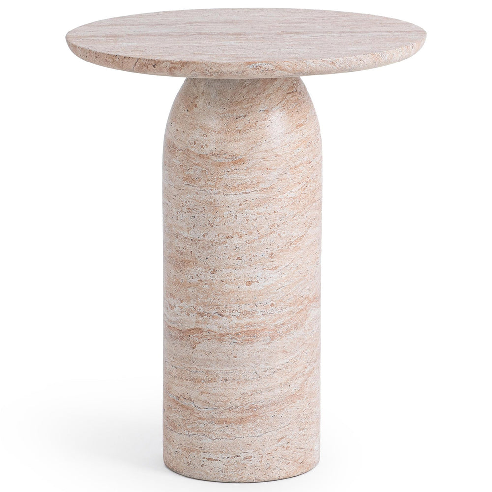 Sana Outdoor Round Accent Table, Beige-Furniture - Outdoor-High Fashion Home