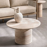 Sana Outdoor Round Coffee Table, Beige-Furniture - Outdoor-High Fashion Home