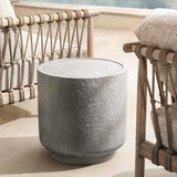 Sania Outdoor Round Accent Table, Dark Grey-Furniture - Outdoor-High Fashion Home
