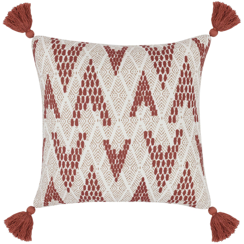 Sanibal Outdoor Pillow, Natural/Clay Red-Accessories-High Fashion Home