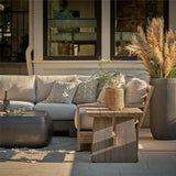 Saratoga Outdoor Rectangular End Table, Warm Weathered Teak-Furniture - Outdoor-High Fashion Home