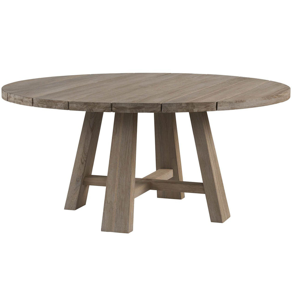 Saratoga Round Outdoor Dining Table, Weathered Teak-Furniture - Dining-High Fashion Home