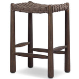 Savio Outdoor Bar & Counter Stool, Dark Textured Woven by Amber Lewis x Four Hands-Furniture - Outdoor-High Fashion Home