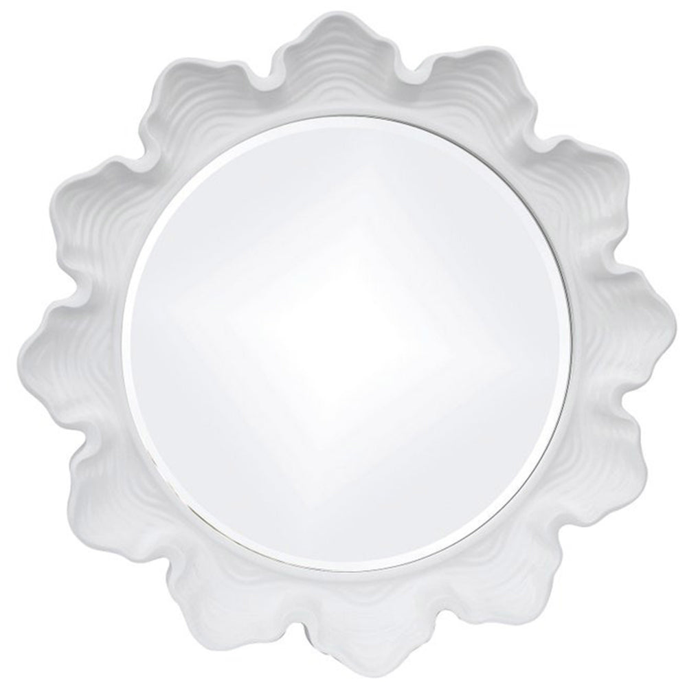 Scalloped Elegance Mirror, White