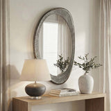 Schiller Oval Mirror, Antique Nickel