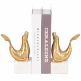 Sea Lion Bookends, Gold, Set of 2-Accessories-High Fashion Home