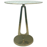 Seashell Patterned Top Accent Table, White/Gold