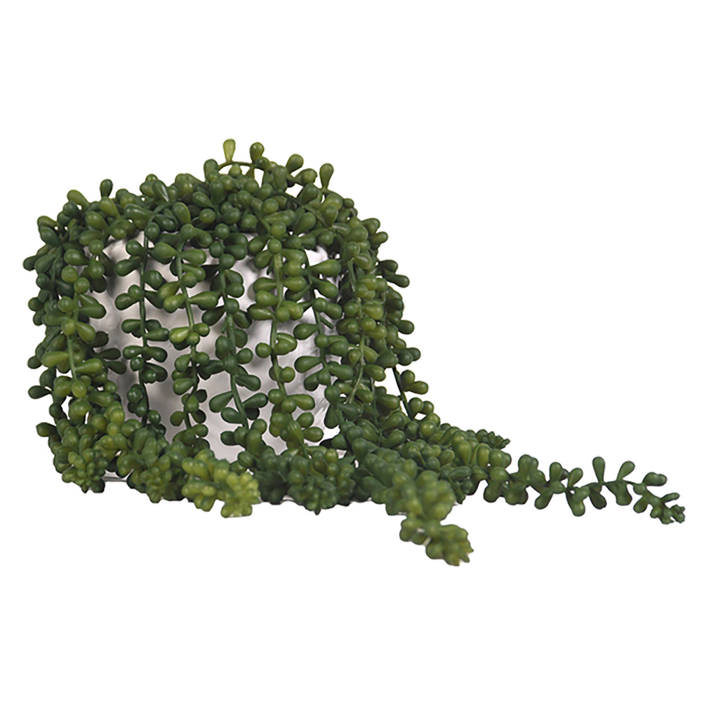 Sedum Spray in Round Ceramic Planter, White-Accessories-High Fashion Home