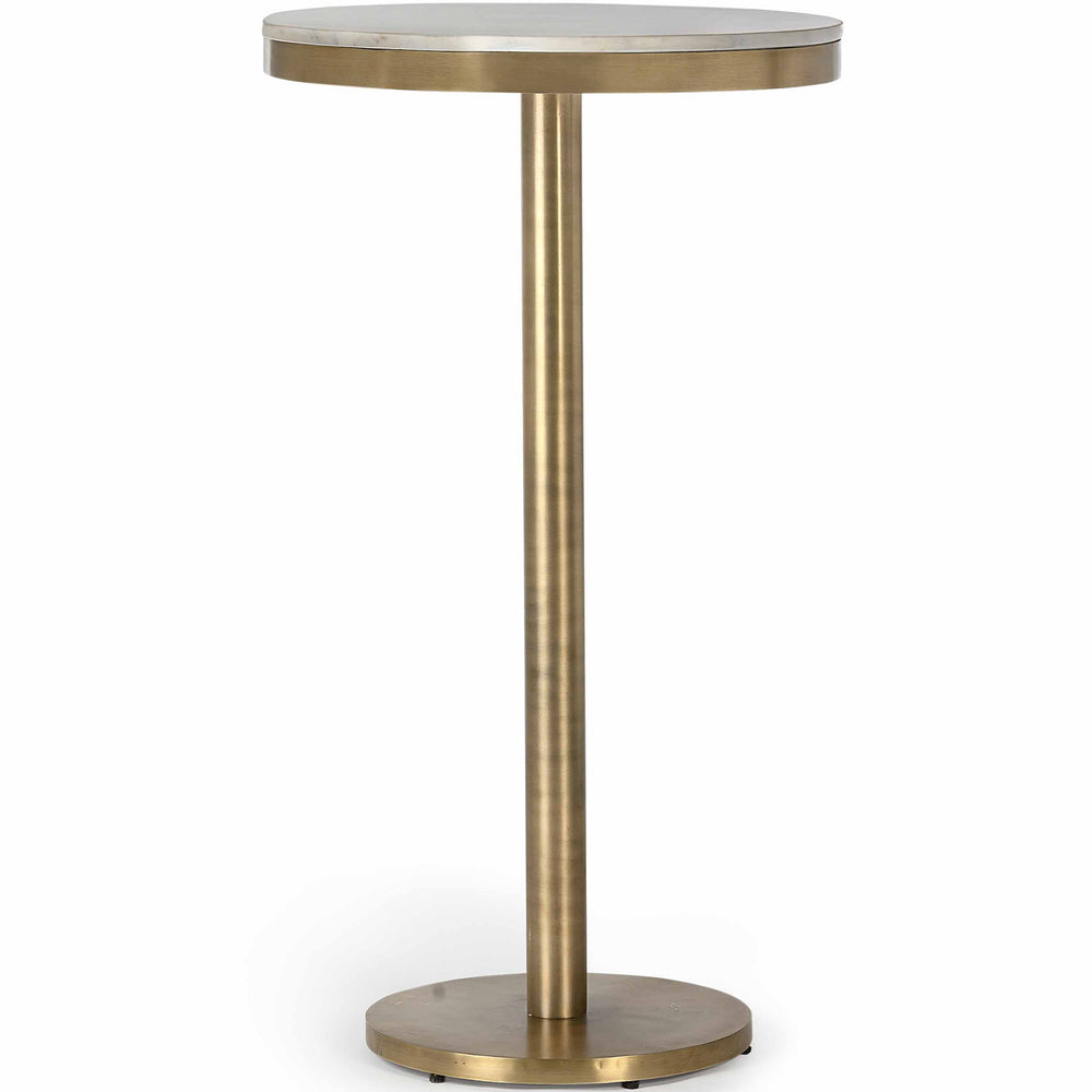 Shay Marble Pub Table, Antique Brass