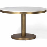 Shay Marble Round Dining Table, Antique Brass