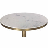 Shay Marble Round Dining Table, Antique Brass