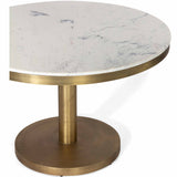 Shay Marble Round Dining Table, Antique Brass