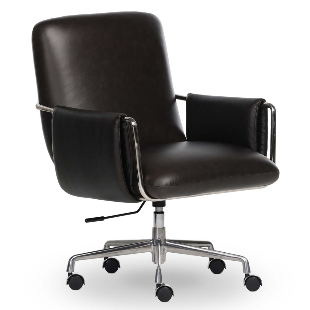 Sherman Leather Lowback Desk Chair, Sonoma Black by Four Hands-Furniture - Office-High Fashion Home