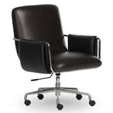Sherman Leather Lowback Desk Chair, Sonoma Black by Four Hands-Furniture - Office-High Fashion Home