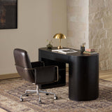 Sherman Leather Lowback Desk Chair, Sonoma Black by Four Hands-Furniture - Office-High Fashion Home