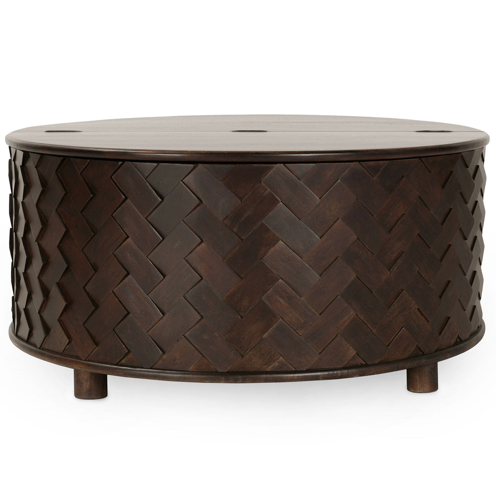 Shira Round Coffee Table, Kona Brown-Furniture - Accent Tables-High Fashion Home