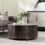 Shira Round Coffee Table, Kona Brown-Furniture - Accent Tables-High Fashion Home