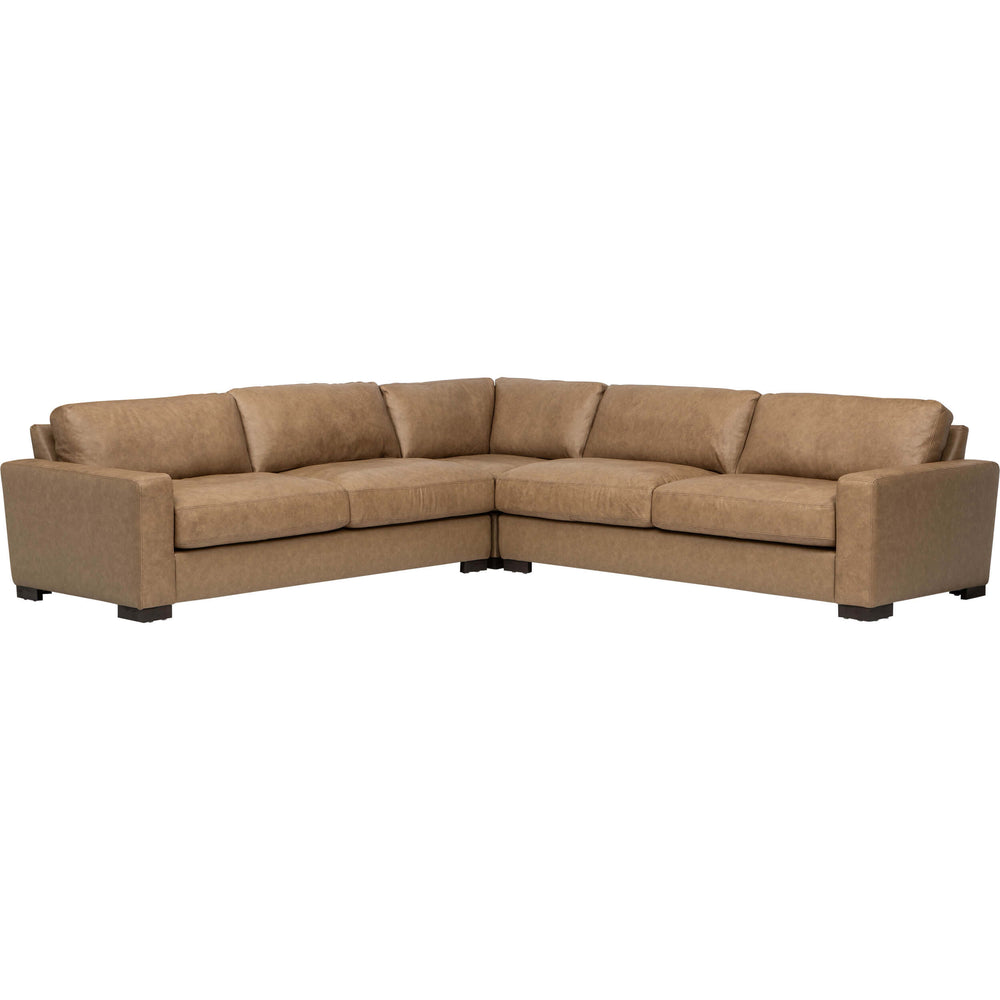Shultz 3 Piece Leather Sectional, Sintra Taupe