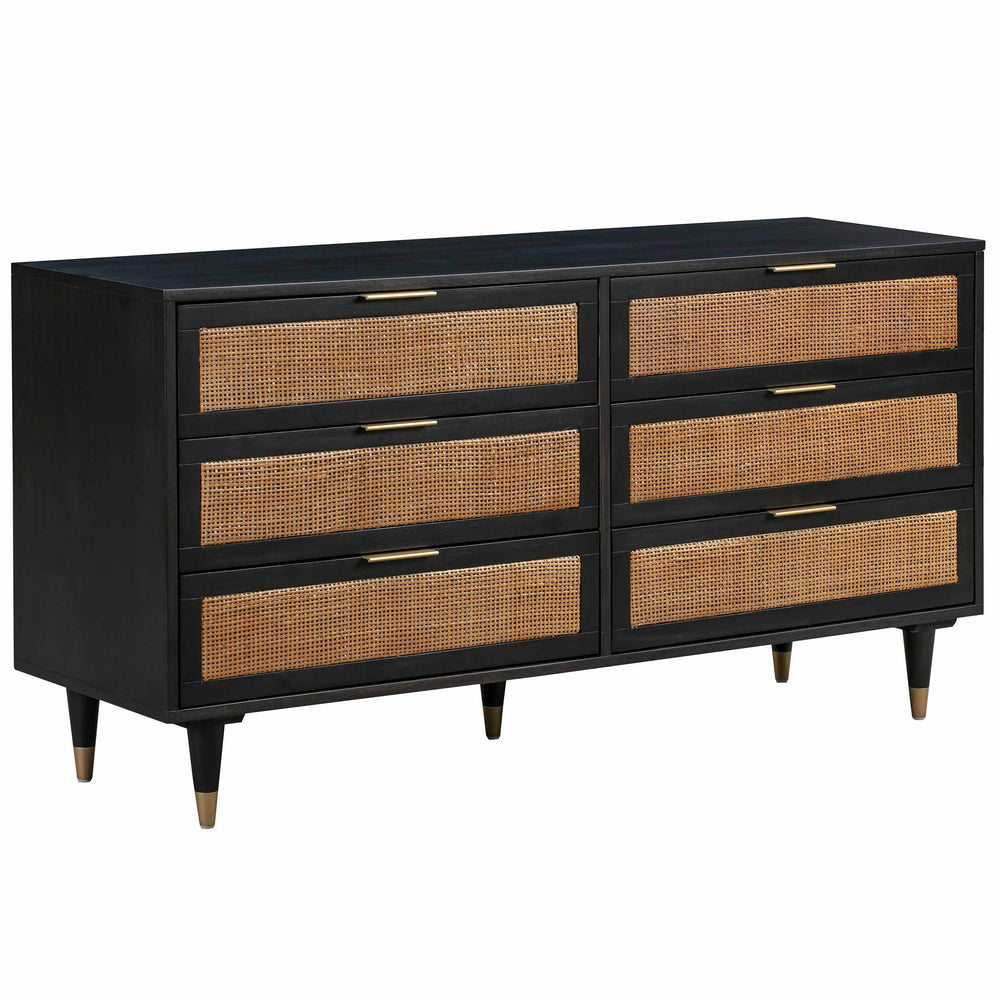 Sierra 6 Drawer Dresser, Black-Furniture - Storage-High Fashion Home