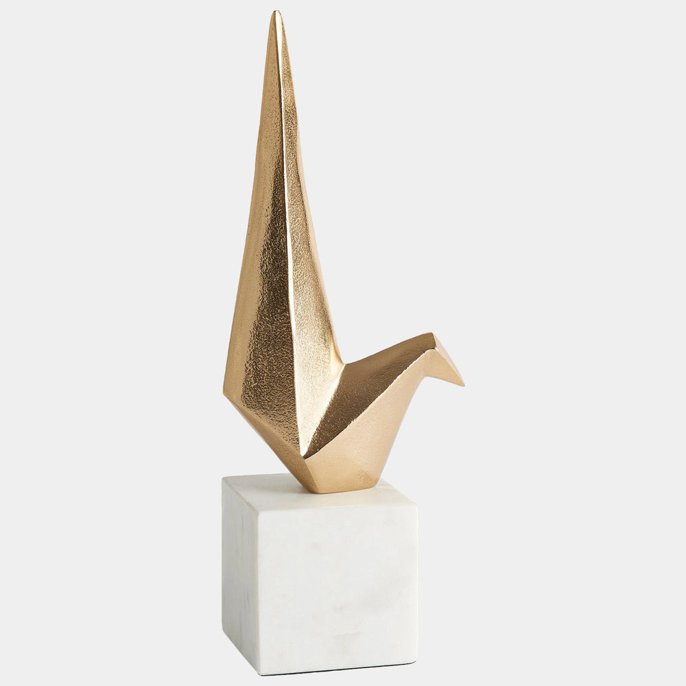 Sitting Origami Bird, Gold-Accessories-High Fashion Home